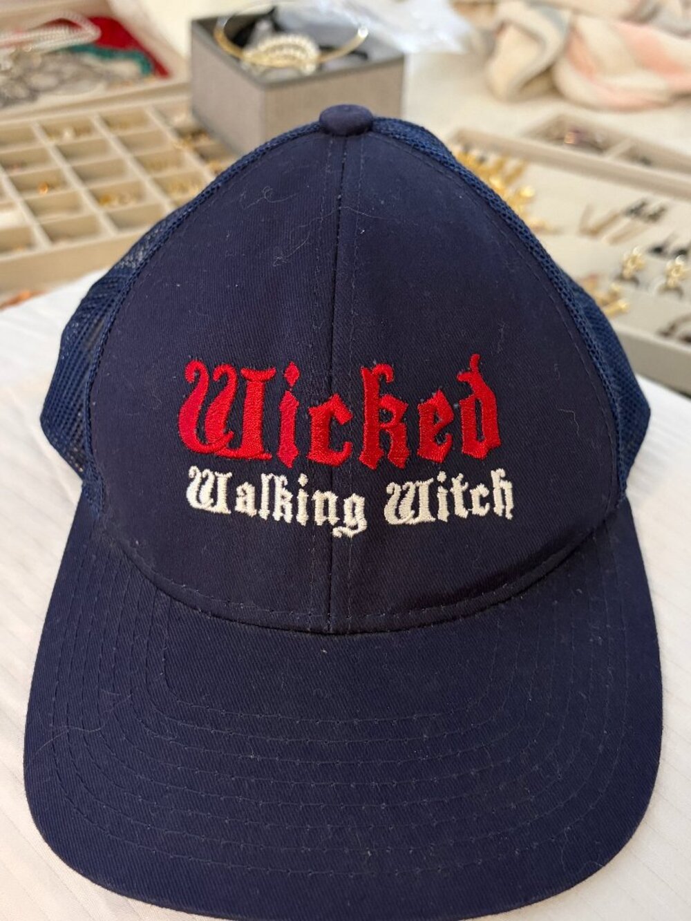"Wicked Walking Witch" Platinum Series Outdoor Cap Navy Red White Trucker Hat
